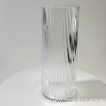 Clear Hurricane Big Ribbed Glass Vase